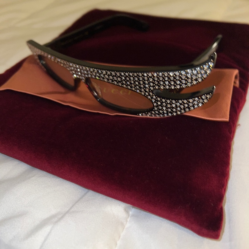 Gucci 56MM Embellished Asymmetrical Cat Eye Sunglasses Limited Edition